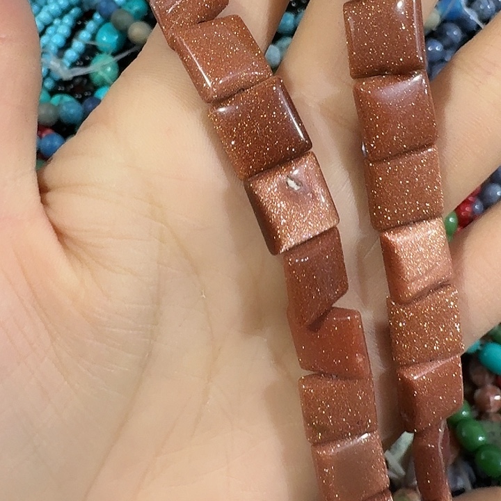 玛瑙/玉髓合金珠宝半成品一条金沙方块珠