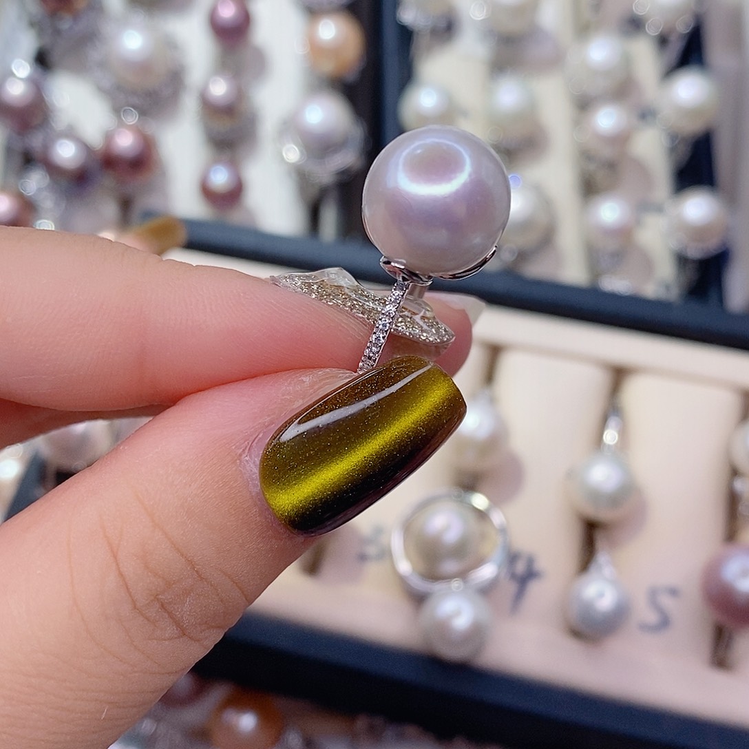 银S925镶嵌戒指淡水珍珠