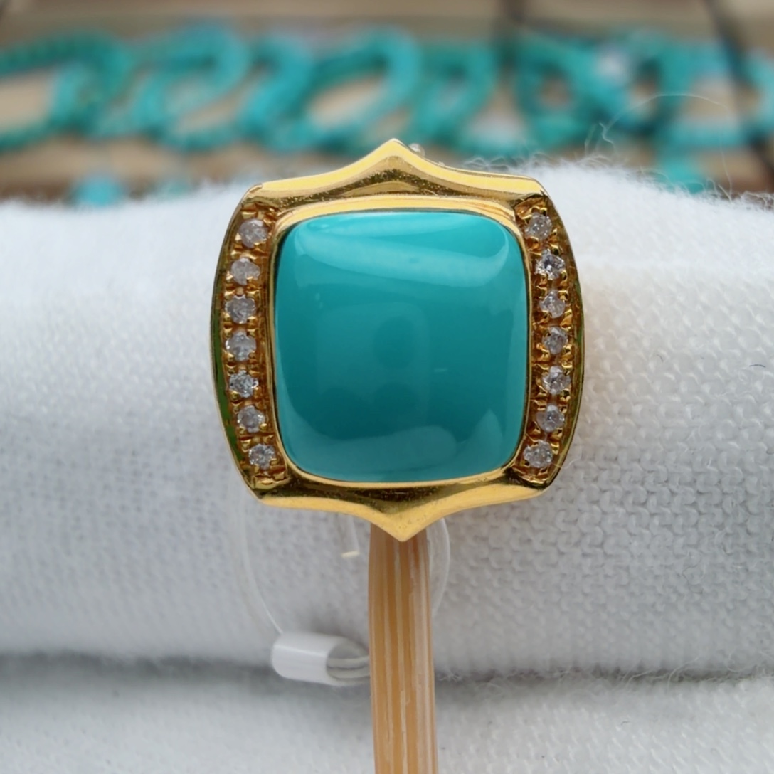 绿松石18K金镶嵌珠宝奇石