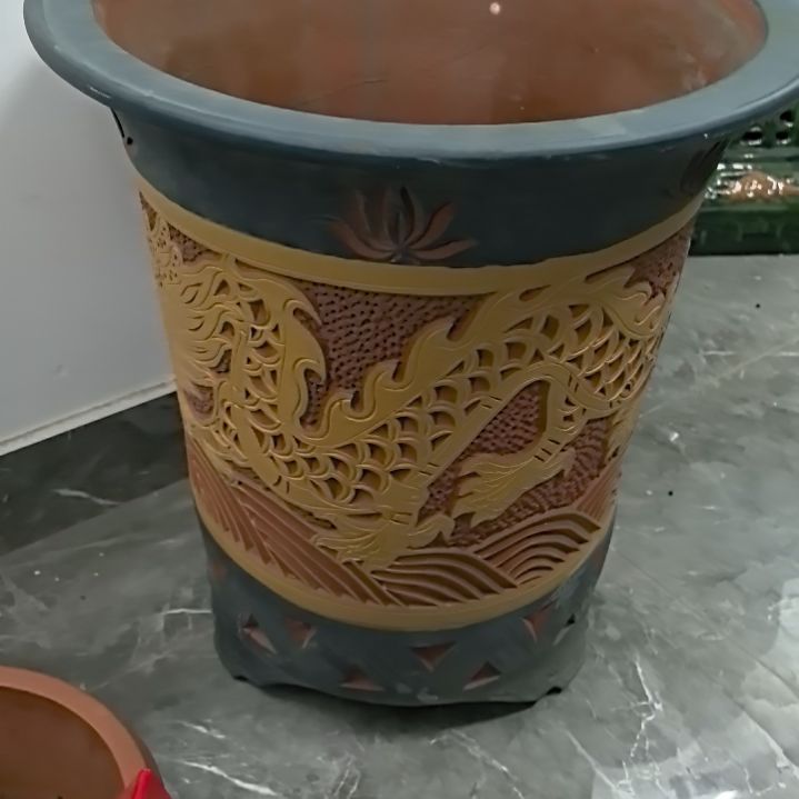 无铅玻璃老*紫砂花盆一个包邮