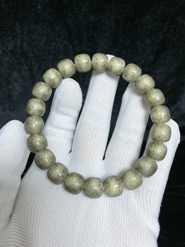 海南料原生态石玉料10.5×9.5糯冰黑冰老邢桶珠月朗星稀星月菩提