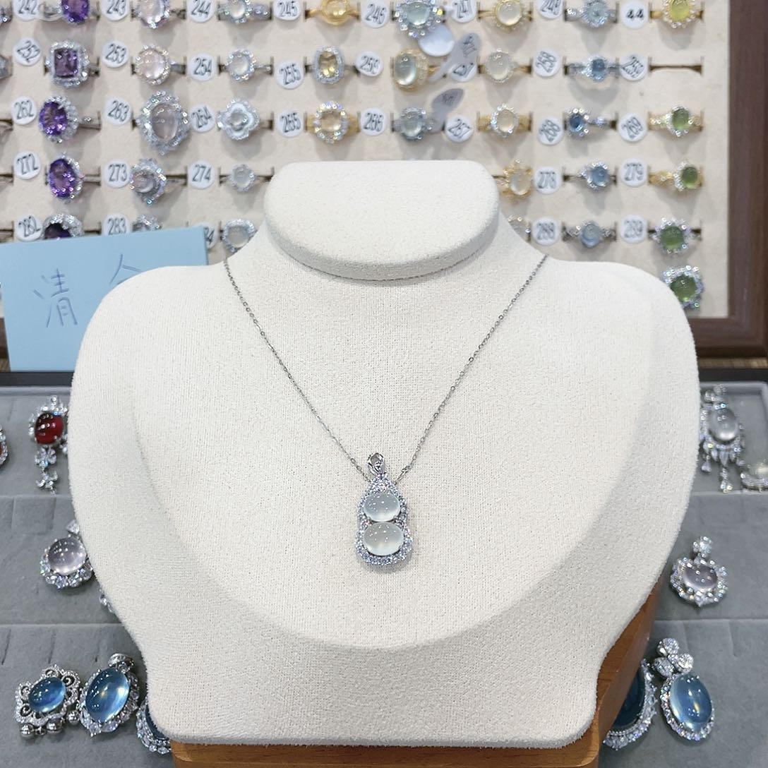 蛇纹石玉吊坠戒指手链银S925镶嵌不**白