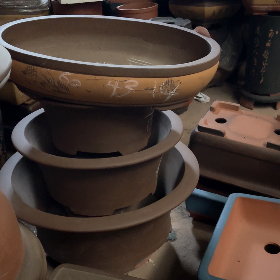 紫砂花盆腰圆盆一个