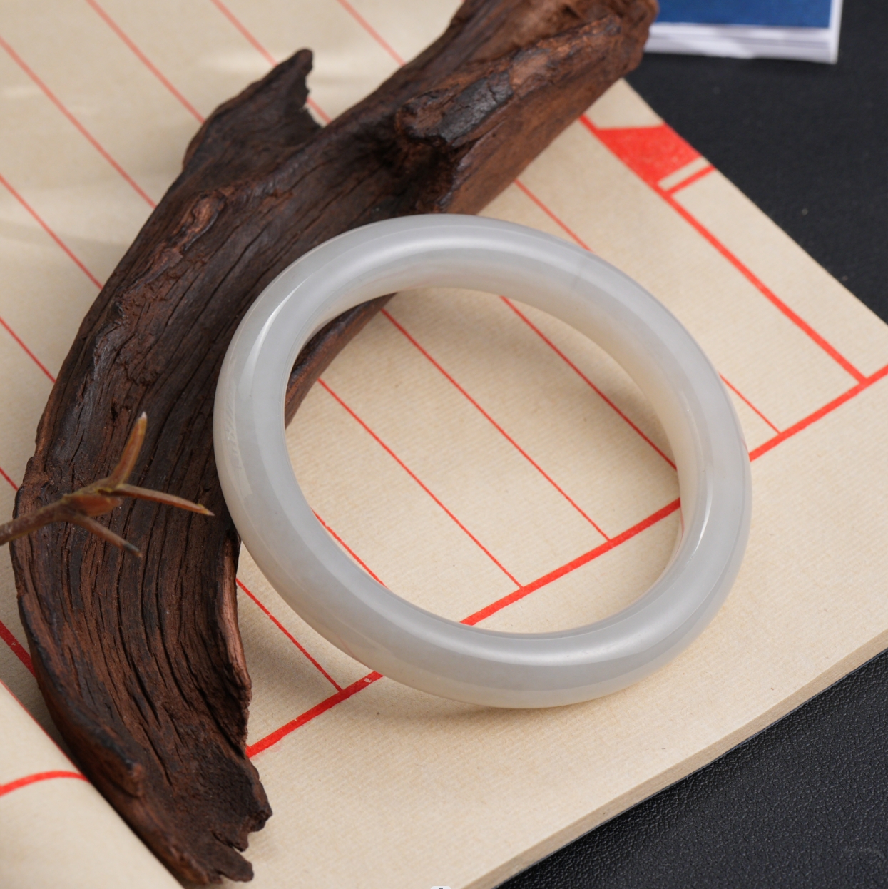 【鑫浩矿业】新疆和田玉烟紫烟青暖色手镯一条 时尚百搭镯子精美气