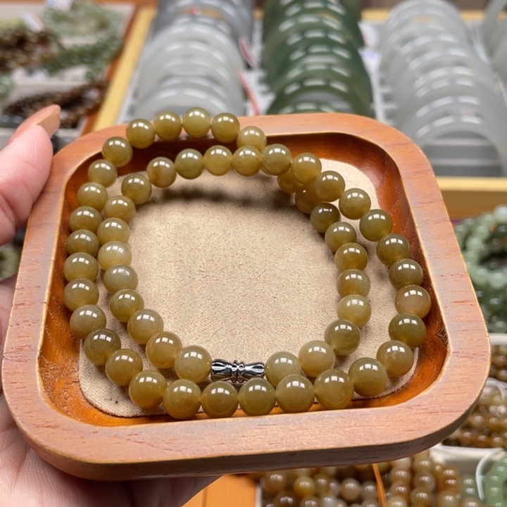 和田玉珠串8mm未镶嵌E****e