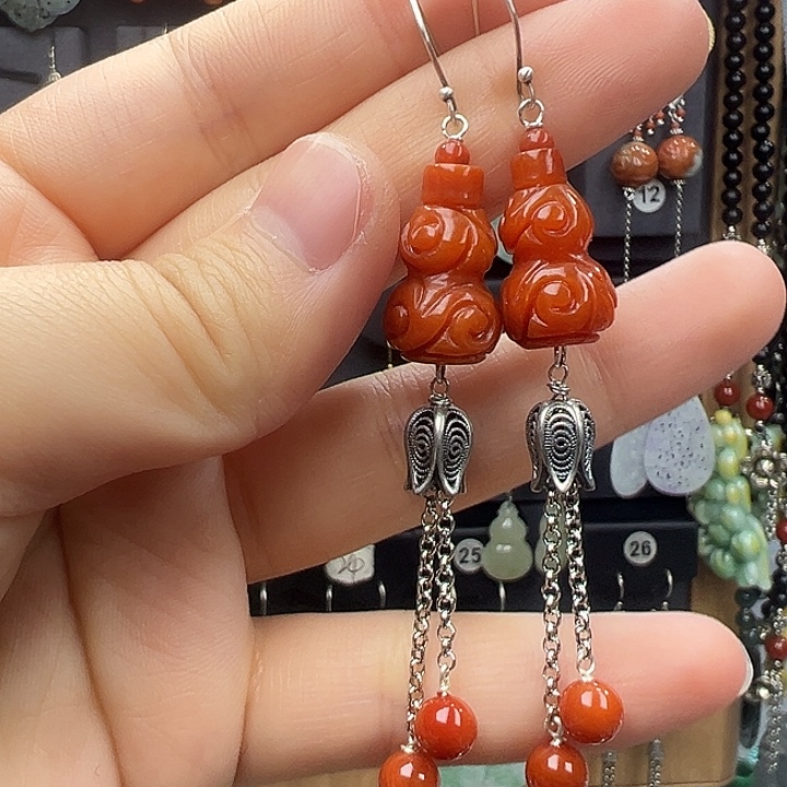 翡翠银S925镶嵌耳饰