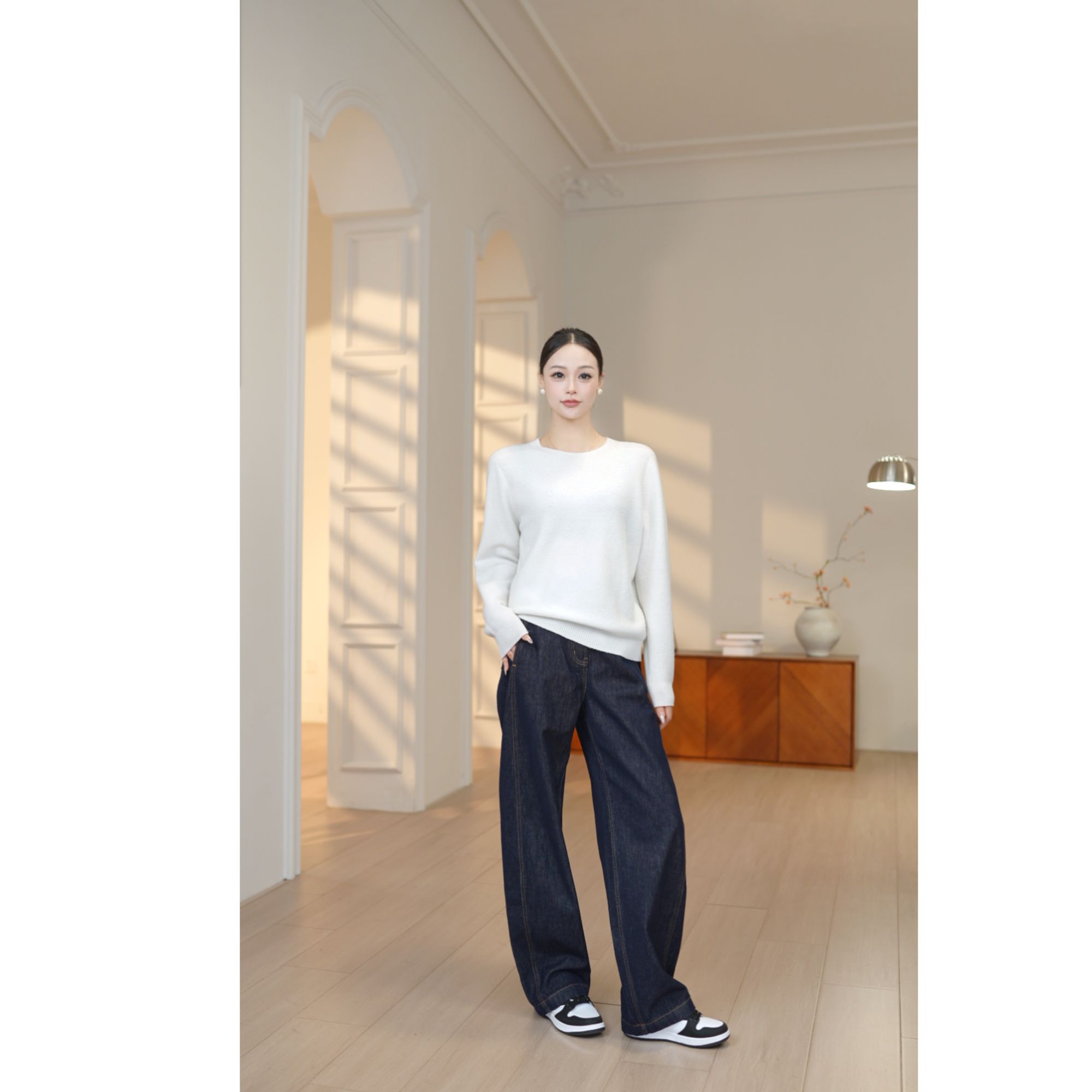 秋冬保暖百搭羊毛打底长袖针织时尚百搭纯色圆领休闲501