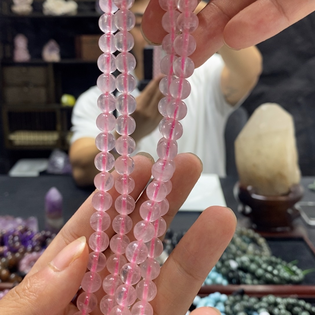 未镶嵌手链水晶粉晶半成品