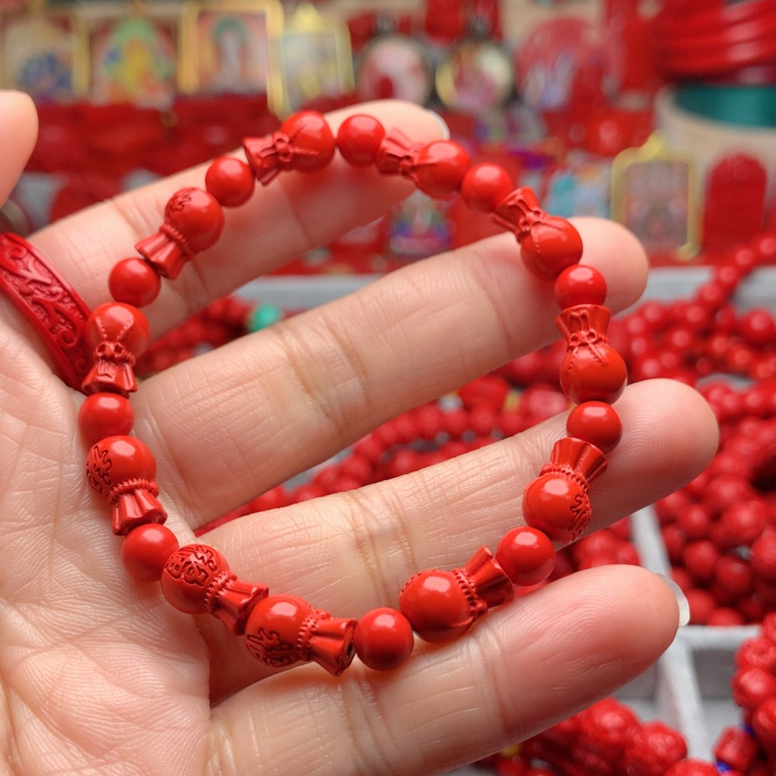 天然辰砂工艺品朱砂福袋手串