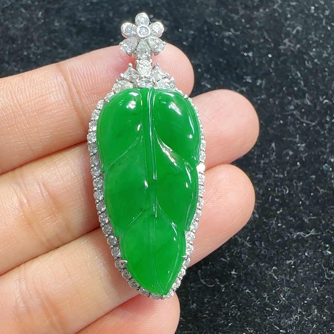 翡翠18K金镶嵌吊坠(不含链)