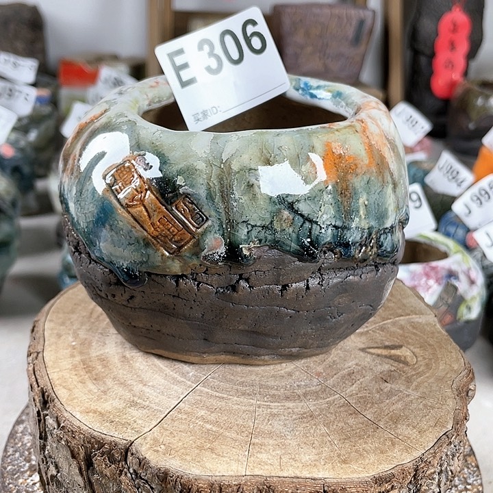 紫砂花盆小白孤品蛋壳内口6.5