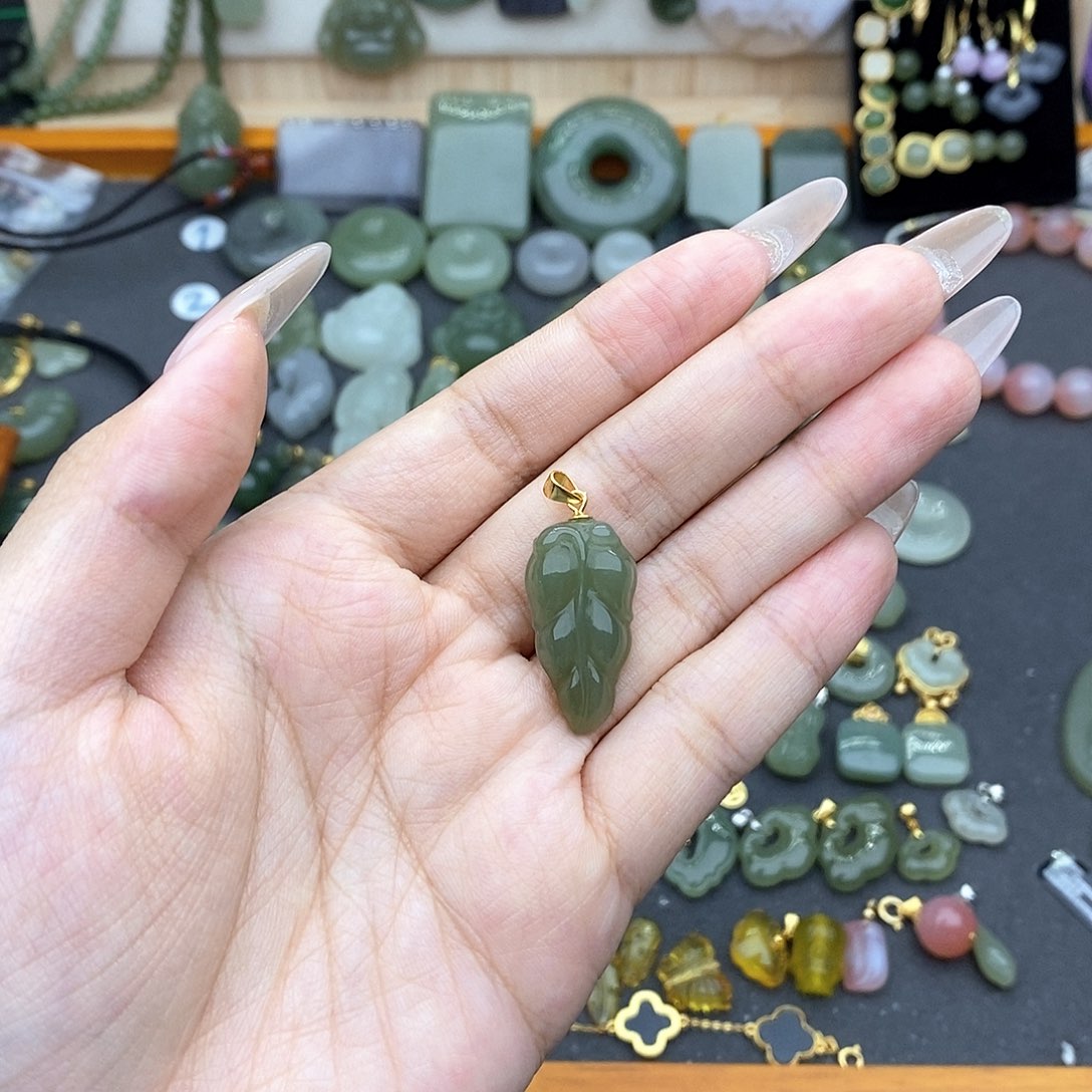 和田玉银S925镶嵌吊坠(不含链)