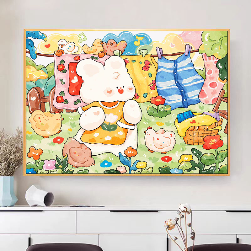 古早兔2024新款十字绣大格满绣48色手工绣60*80cm(裸包无针)