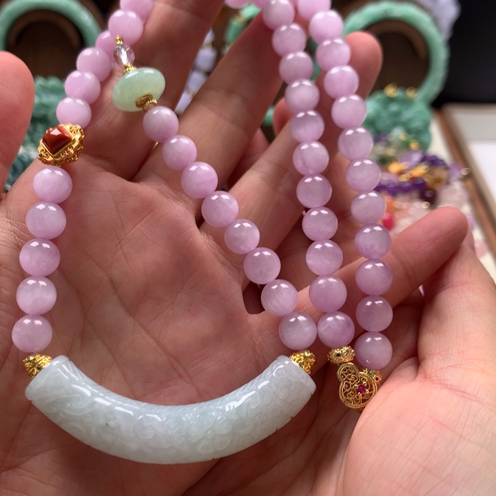 翡翠未镶嵌颈饰项链