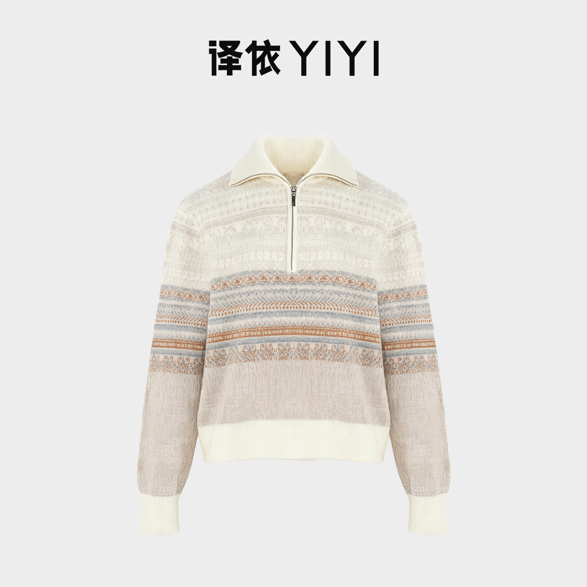 译依YIYI 雪国暖冬 羊毛羊绒费尔岛般开襟套头衫BEWMY202