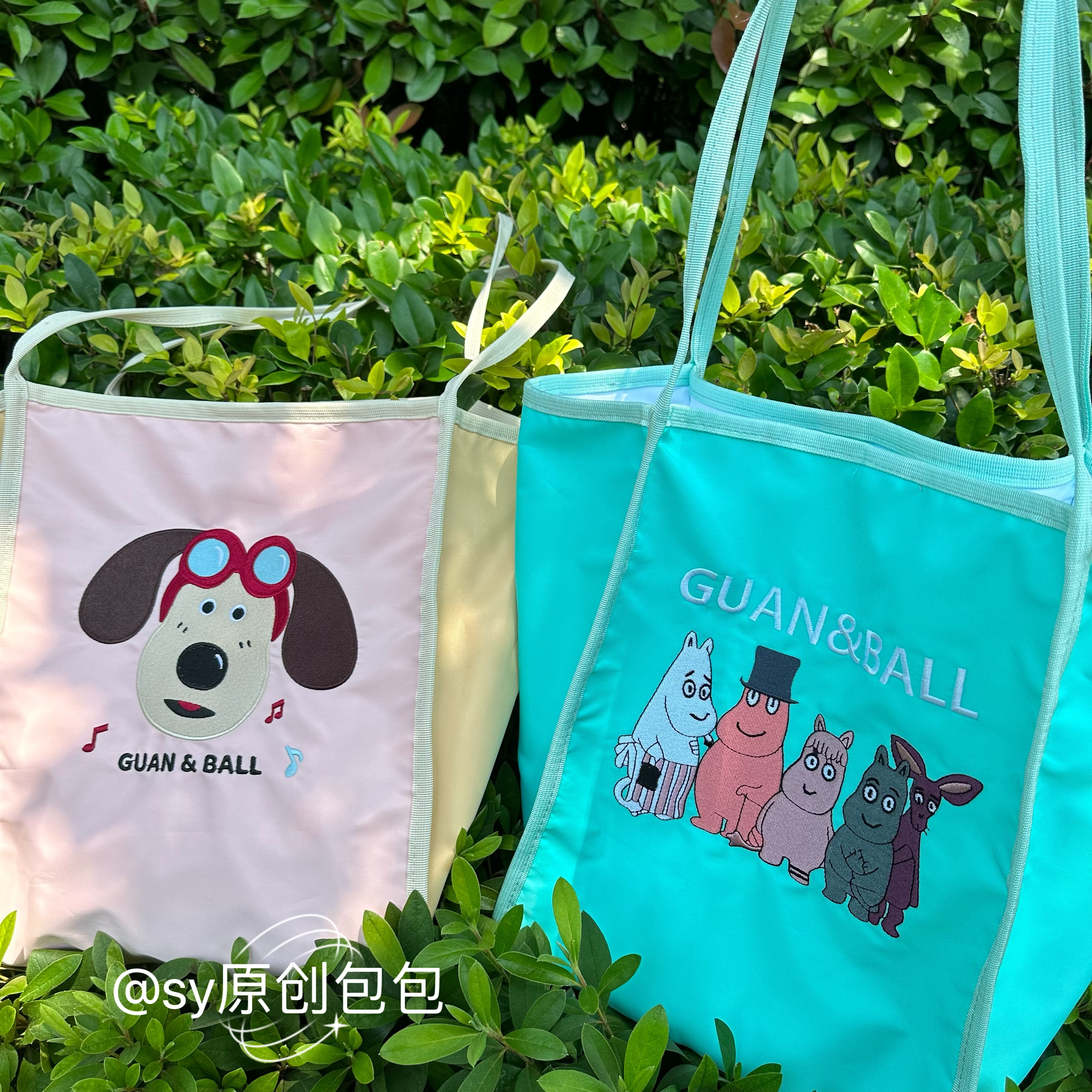 日系小众内扣托特包单肩购物袋绣花可折叠单肩包手拎包韩版百搭