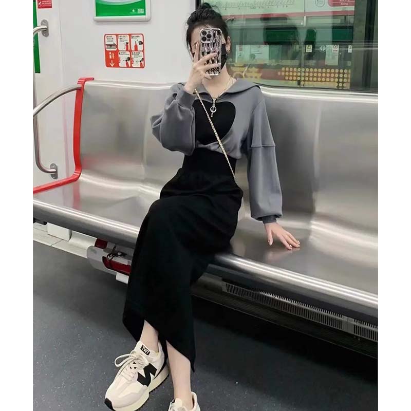 2025春秋季款时尚洋气减龄高级感爱心时髦炸街连衣裙QY0039