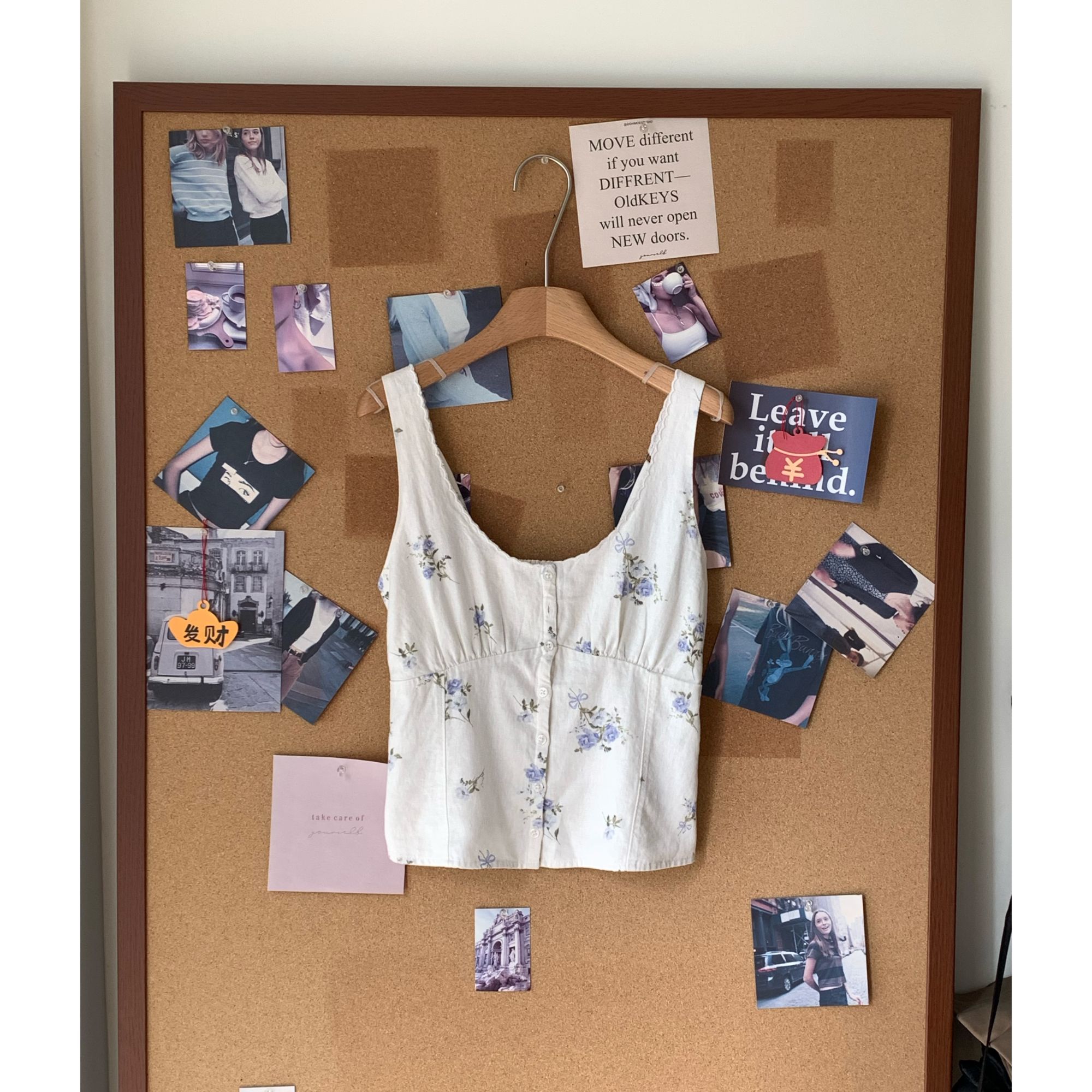 【海棠花未眠】法式U领碎花背心吊带