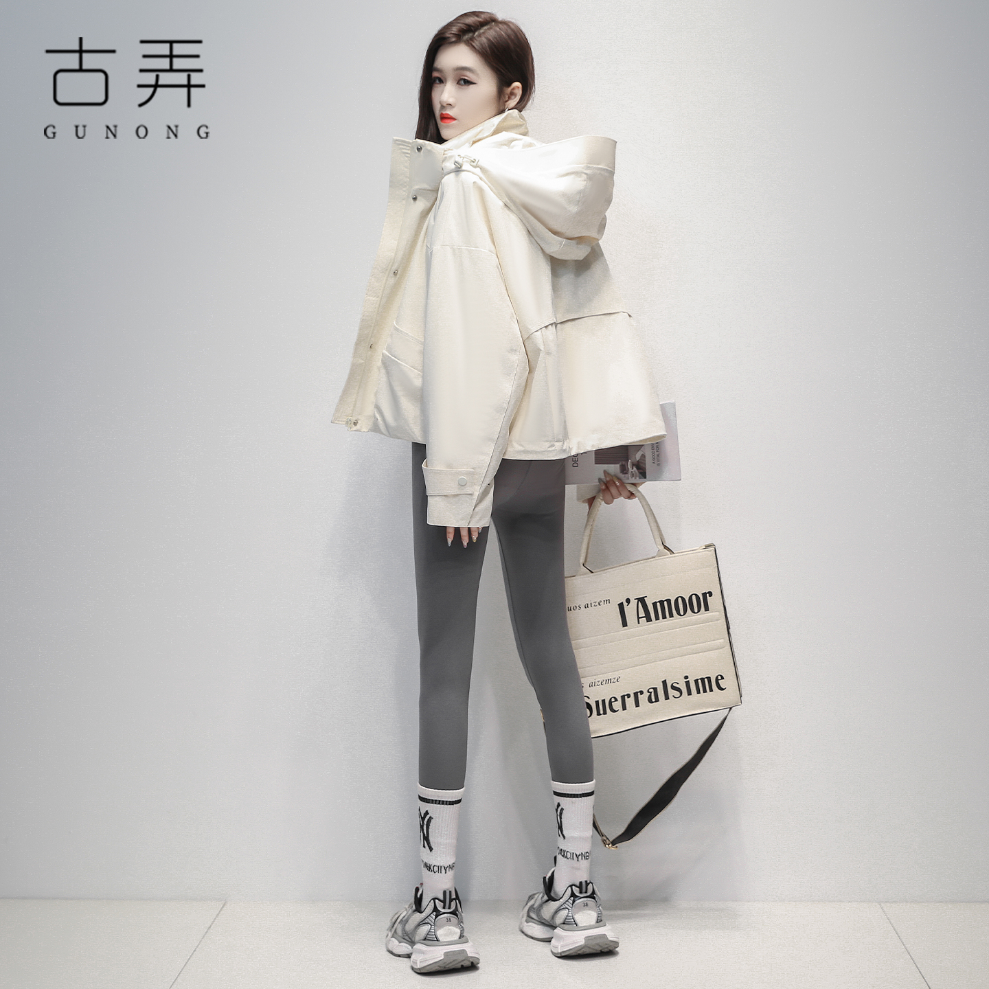 短款冲锋衣羽绒服女保暖白鸭绒冬季时尚洋气小个子可拆卸两件外套