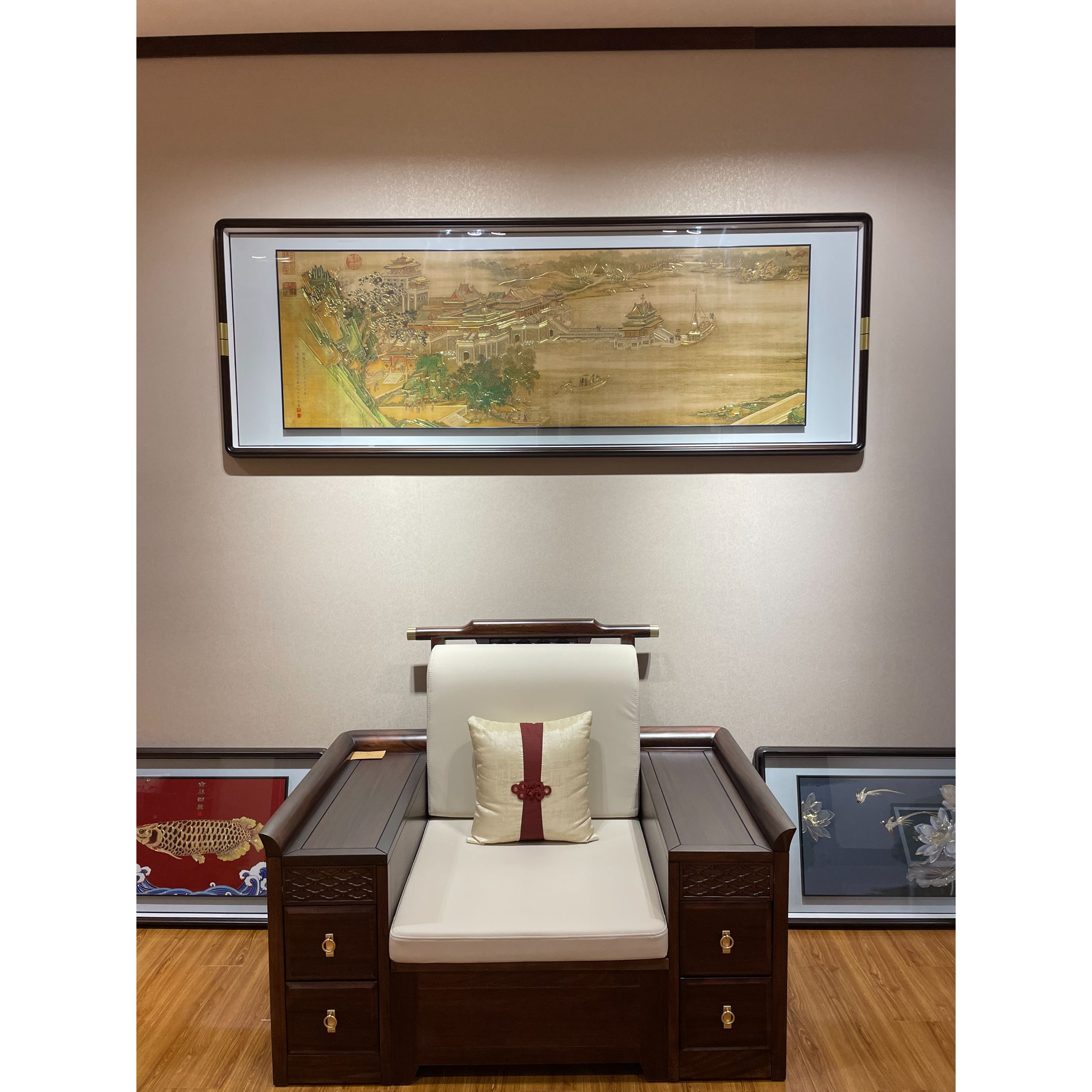 铜小鸭《清明上河图城门段》手工铜板雕刻 客厅沙发办公背景挂画