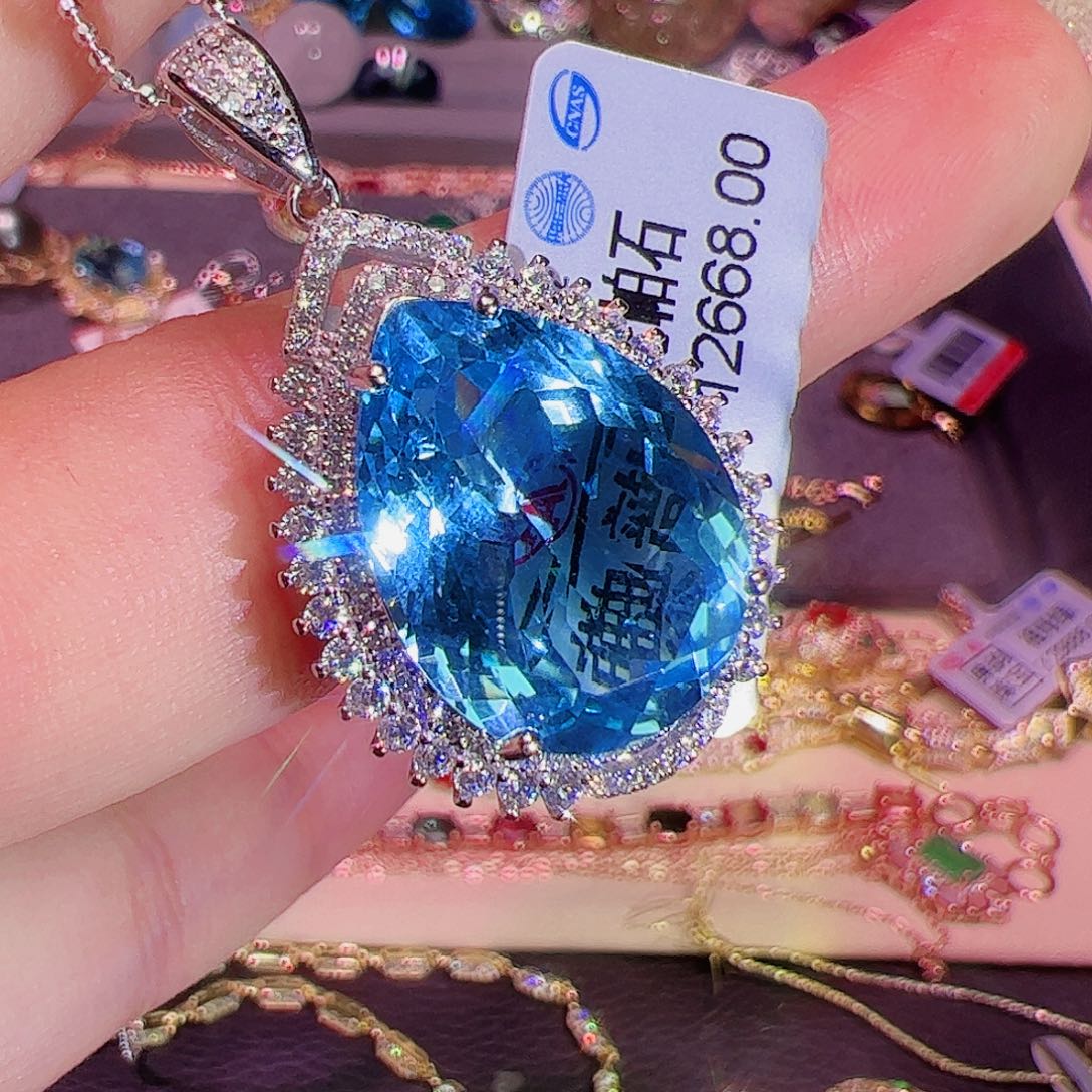 托帕石吊坠银S925镶嵌