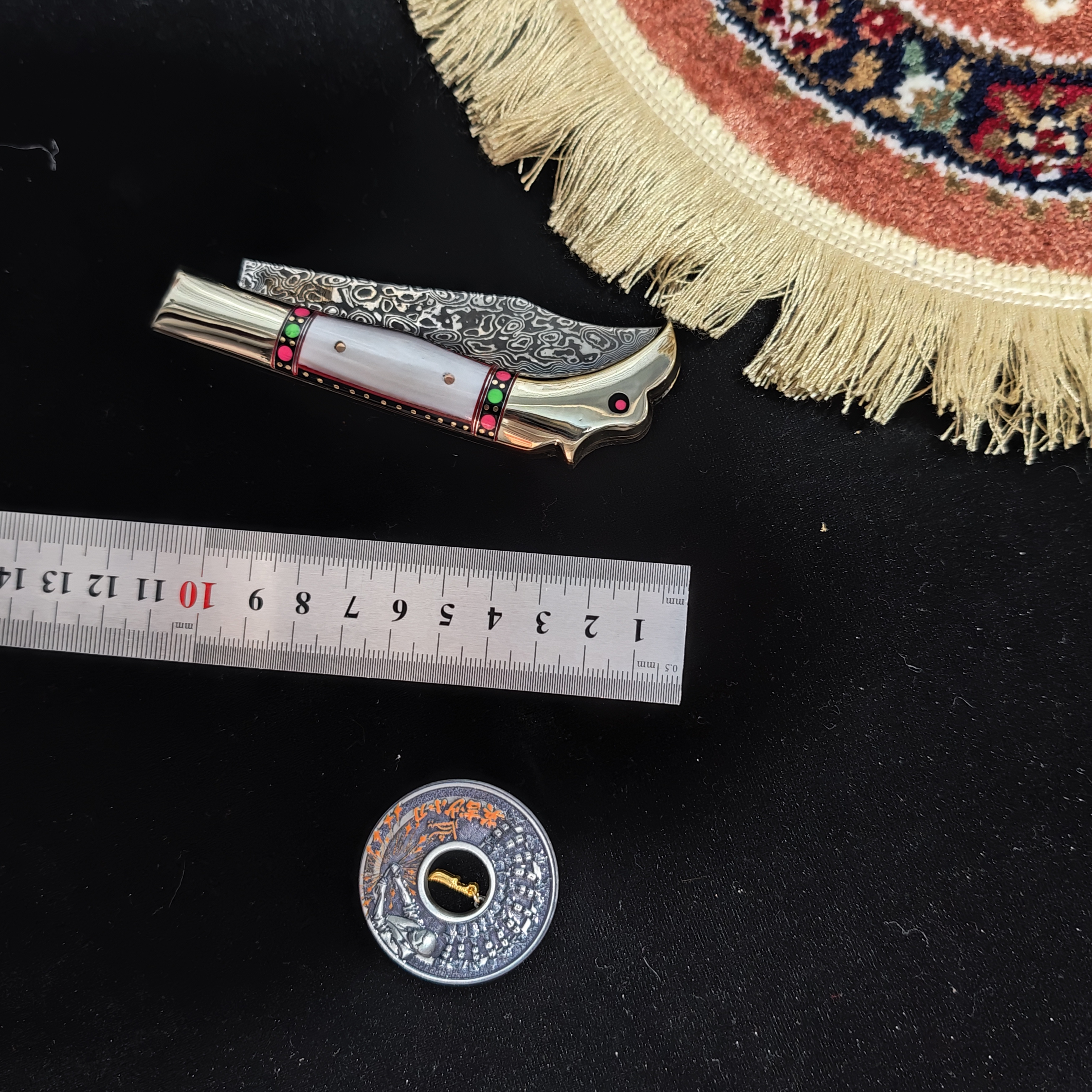 ＜150毫米＞60度刀折叠瓜果刀未开刃微瑕花纹手工艺精美