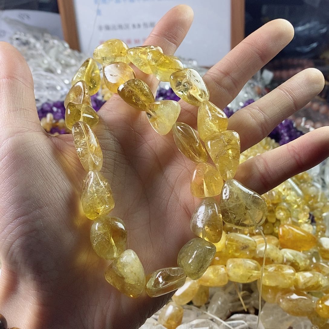 玛瑙/玉髓珠宝半成品未镶嵌哔**啦一条天然黄水晶C161