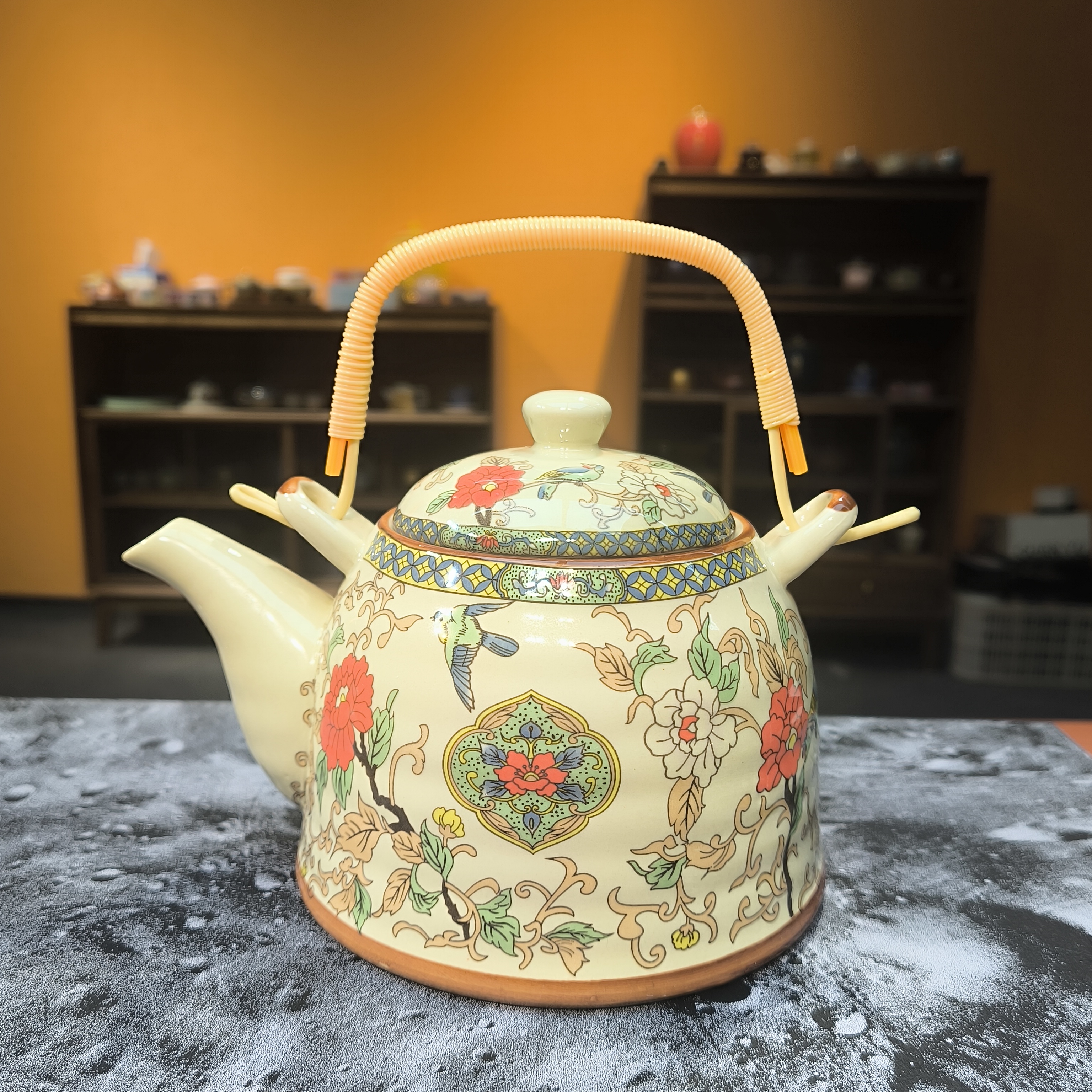 瓷韵优品 复古缠枝莲藤花大提梁壶家用泡茶壶-2645