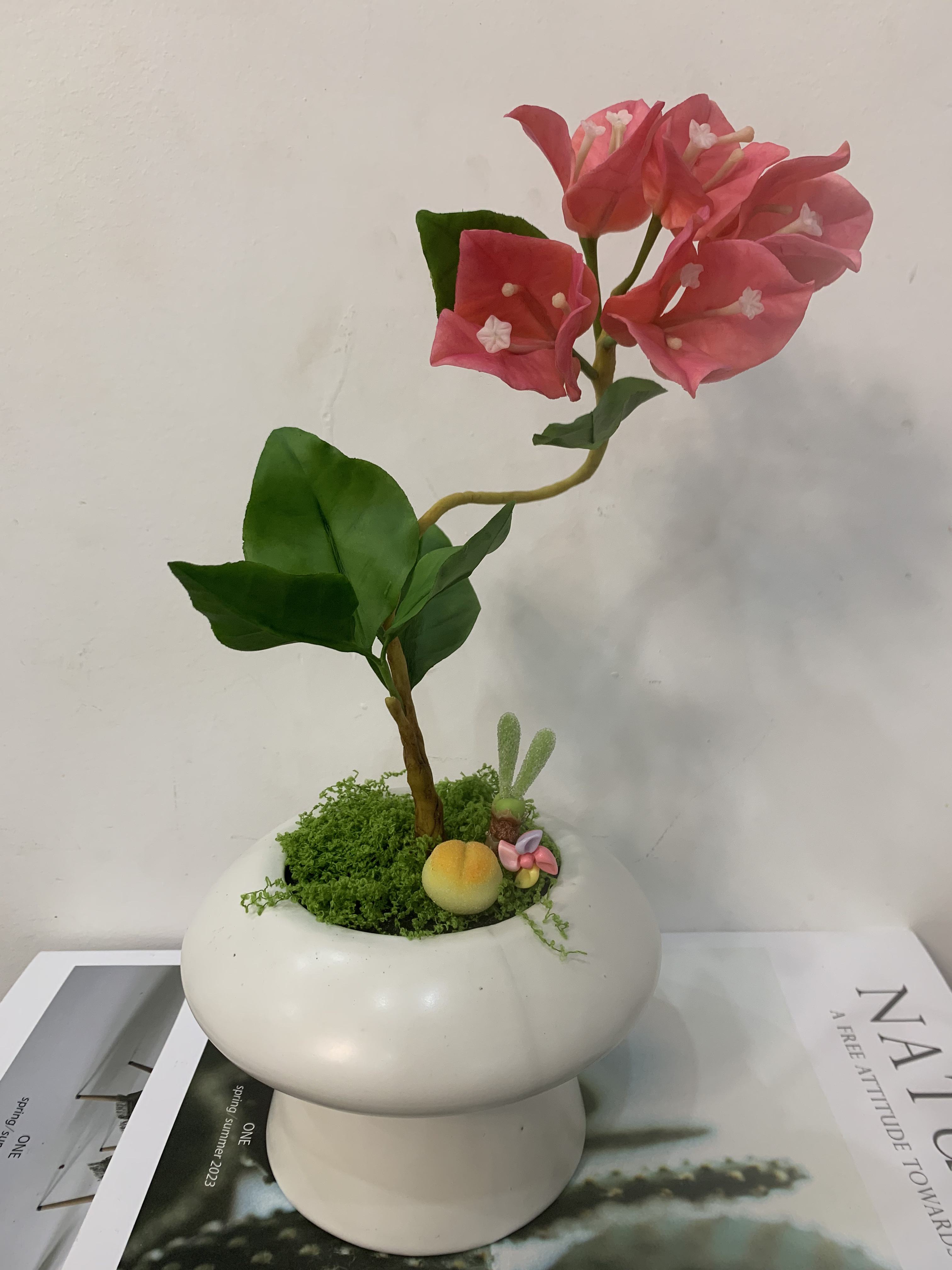 三角梅粘土手工花卉盆栽不含盆