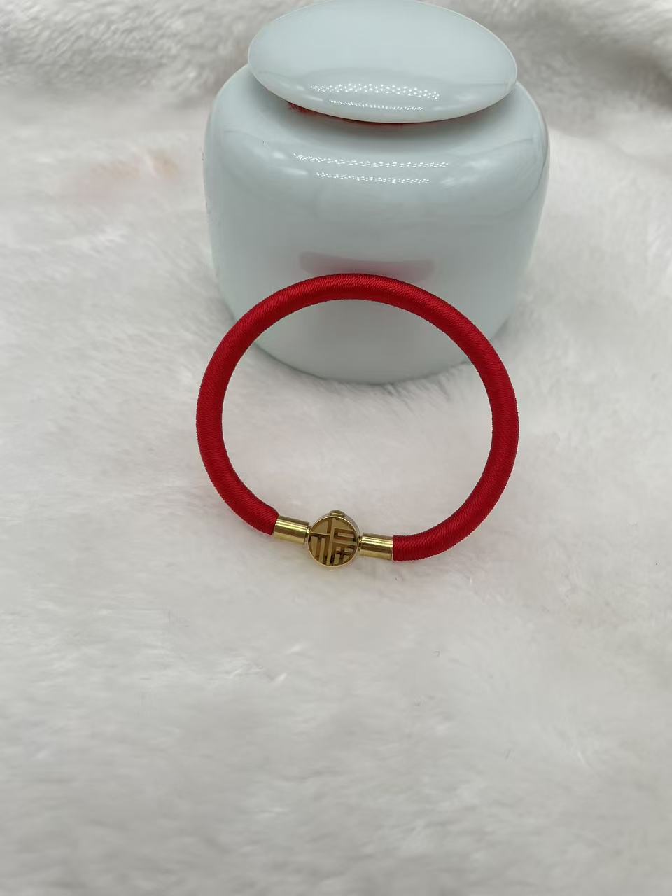 天然辰砂天然辰砂紫金砂福字扣头软管朱砂本命年手镯亚克力太钢