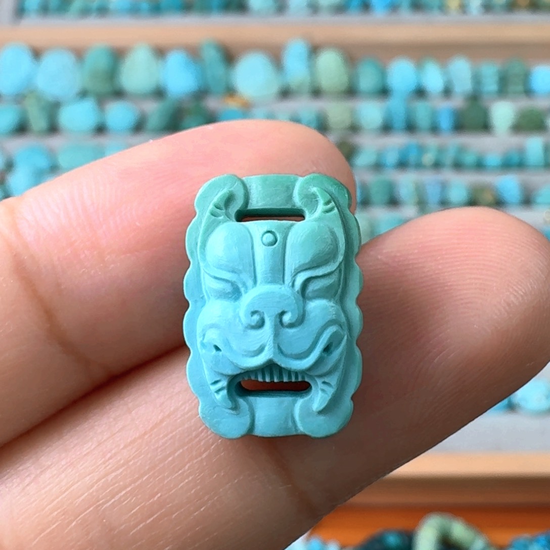 未镶嵌绿松石珠宝奇石龙牌