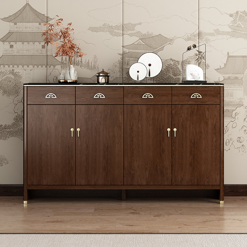 实木鞋柜新中式胡桃色隔断家用大容量阳台客厅玄关大容量收纳柜