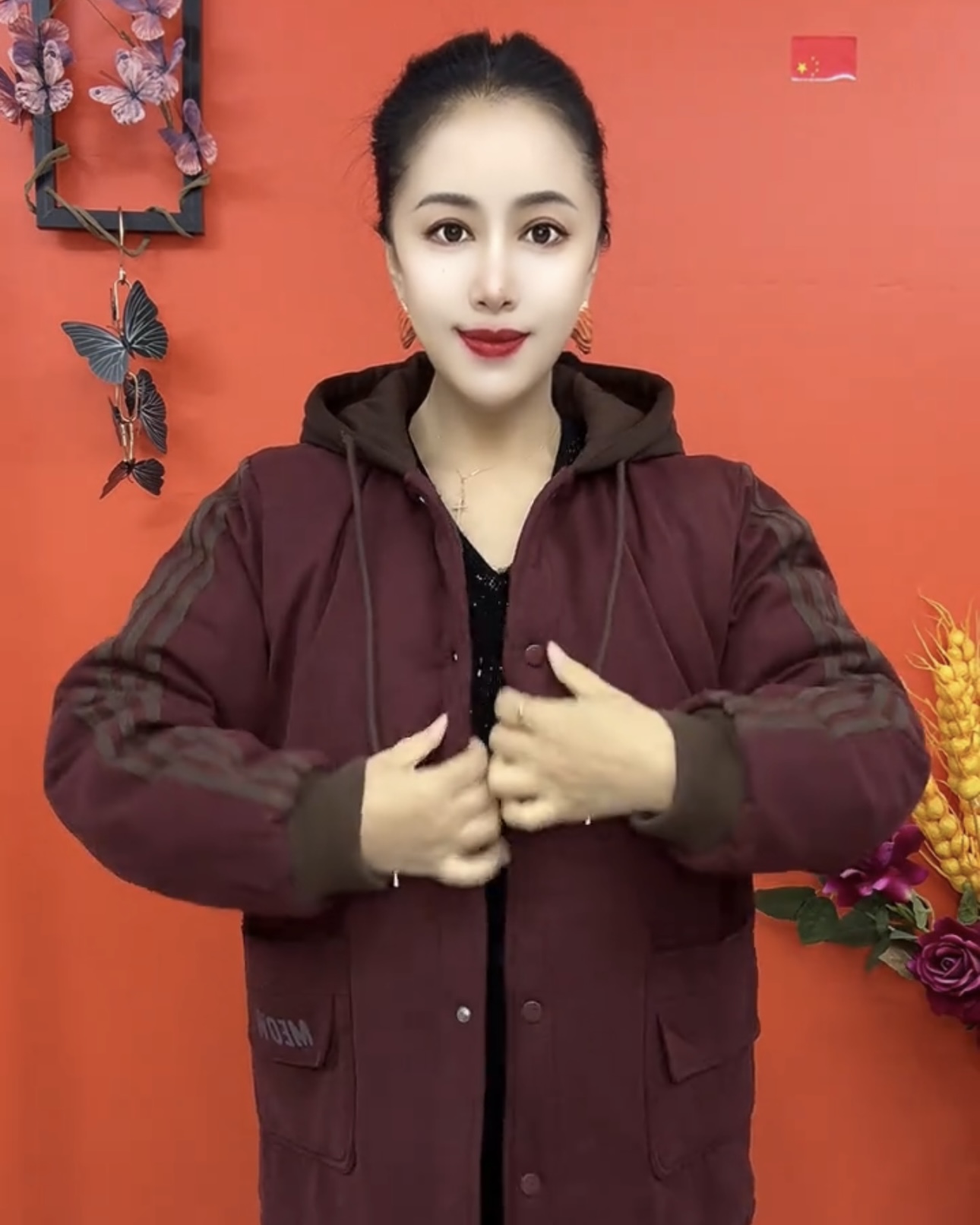 冬季新款中老年中长款保暖棉服宽松休闲大码加厚女装连帽棉衣外套