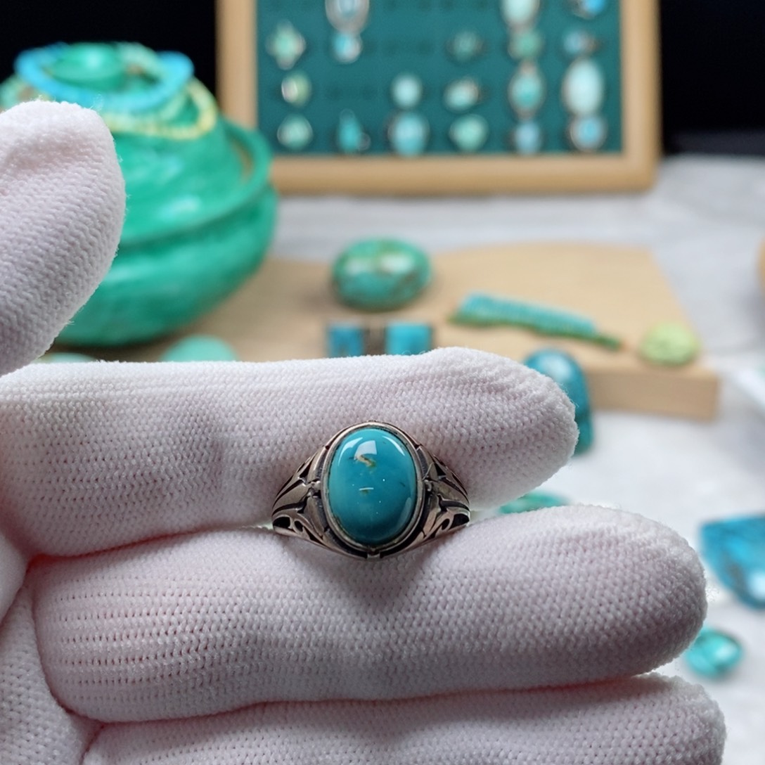 绿松石颈饰银S925镶嵌让***弯