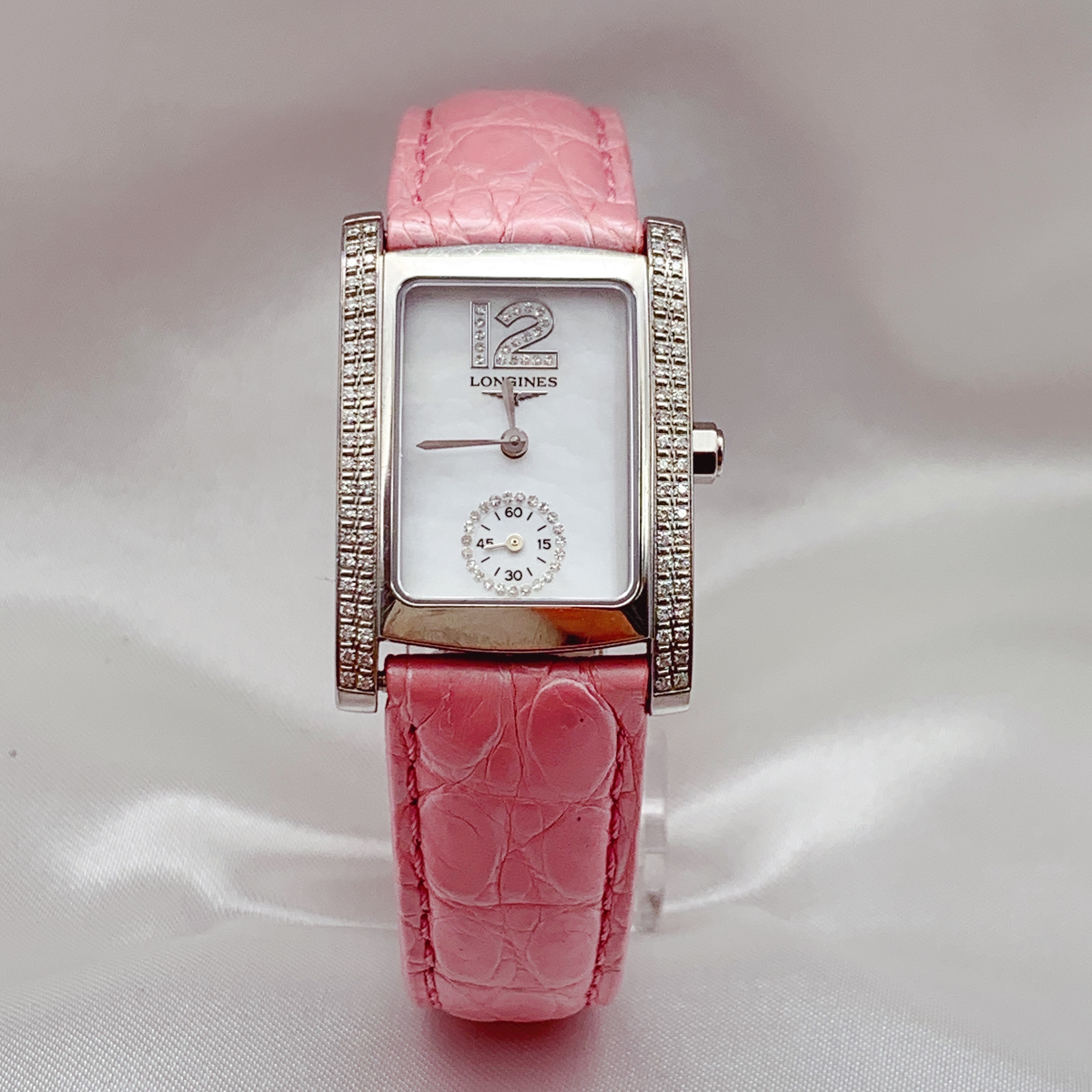 95新 Longines/浪琴 优雅系列/方形/白盘/原钻/表径22*27mm