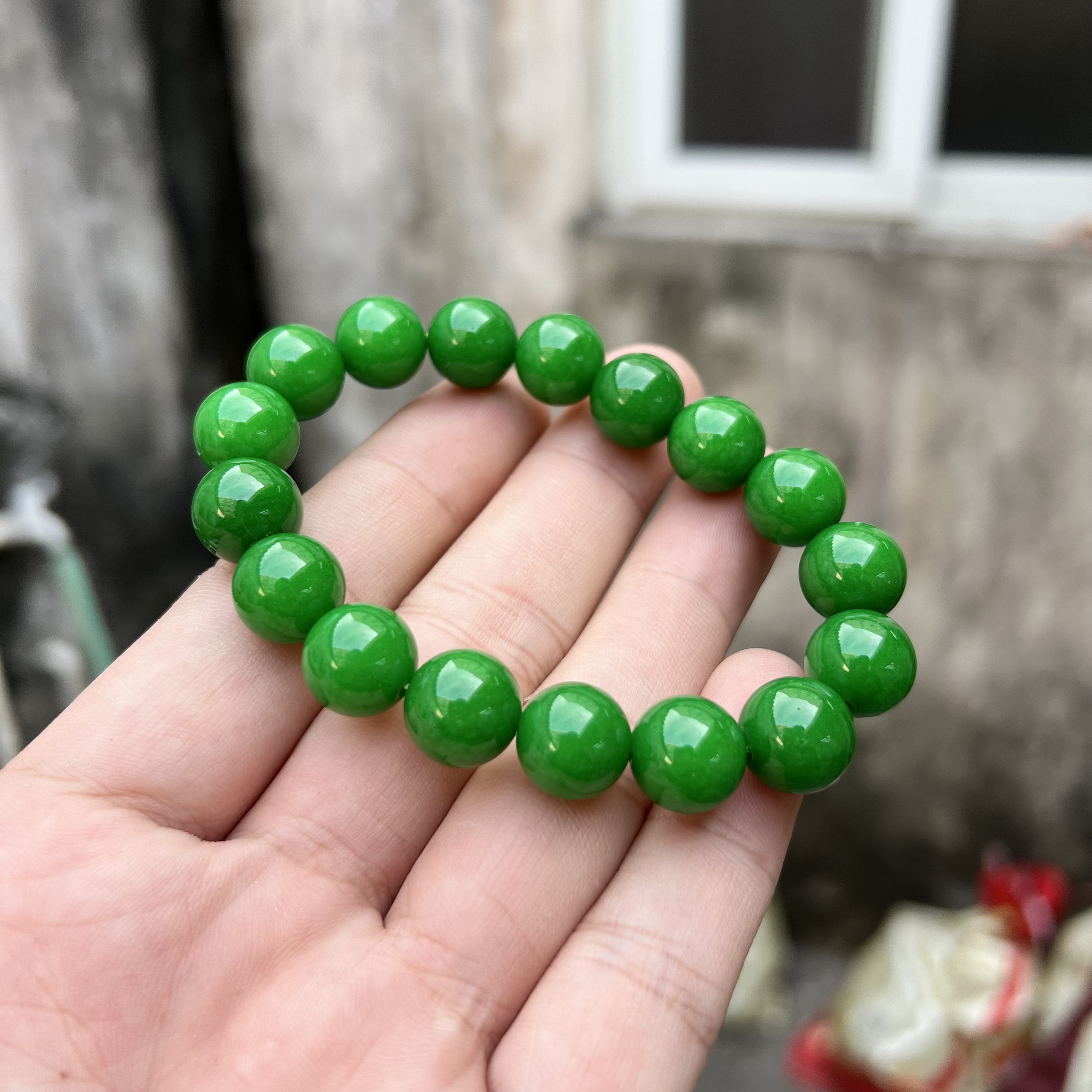 A704 苹果绿单圈卡12mm手串百搭国风