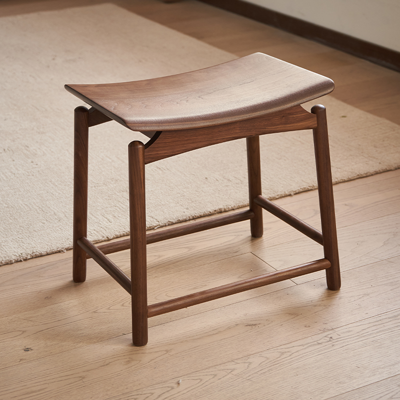 九度空间 北美黑胡桃全实木元宝凳客等茶凳 46*33*45