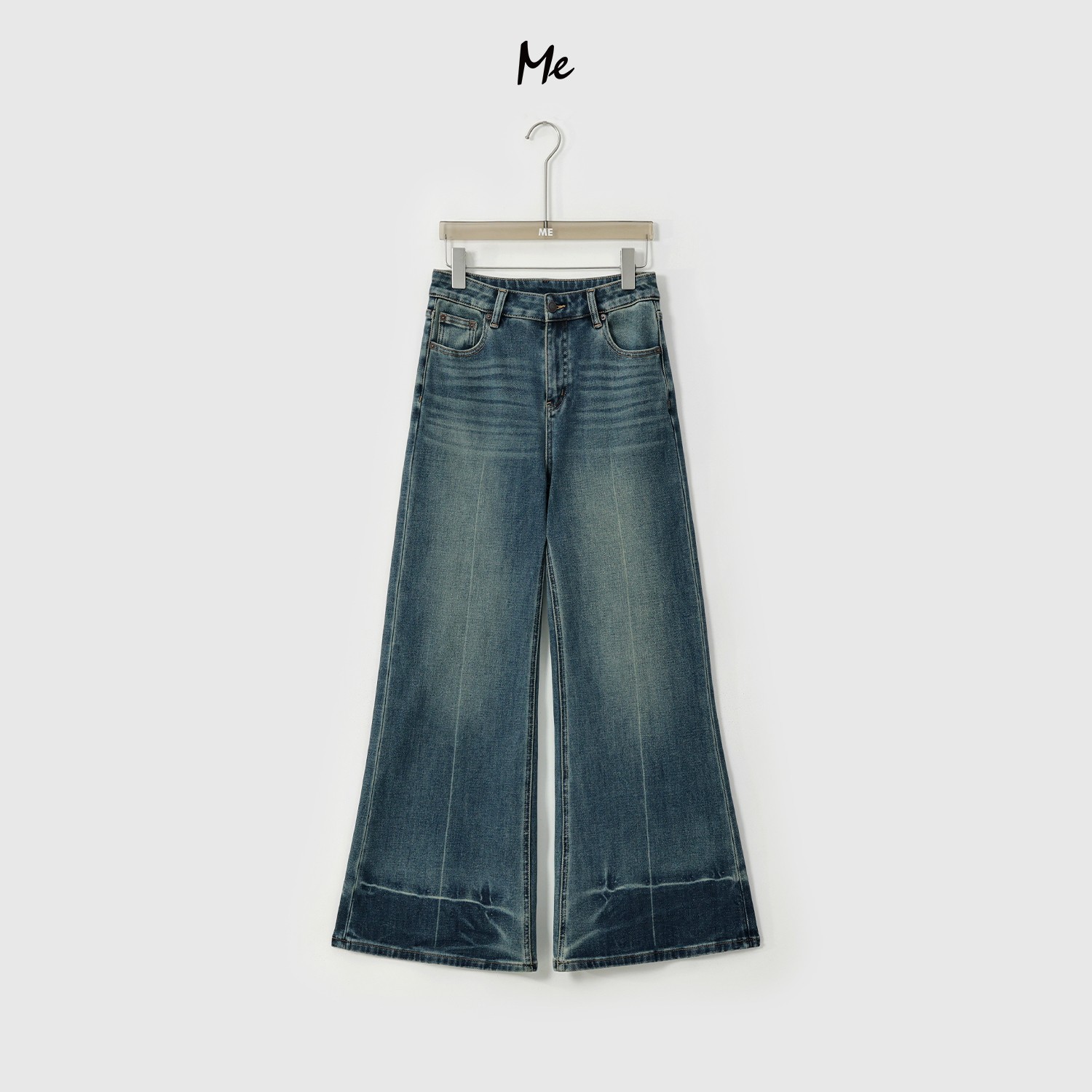 ME【十字阔腿裤（弹力磨毛）】高弹高腰显瘦特调水洗牛仔裤MESA4574