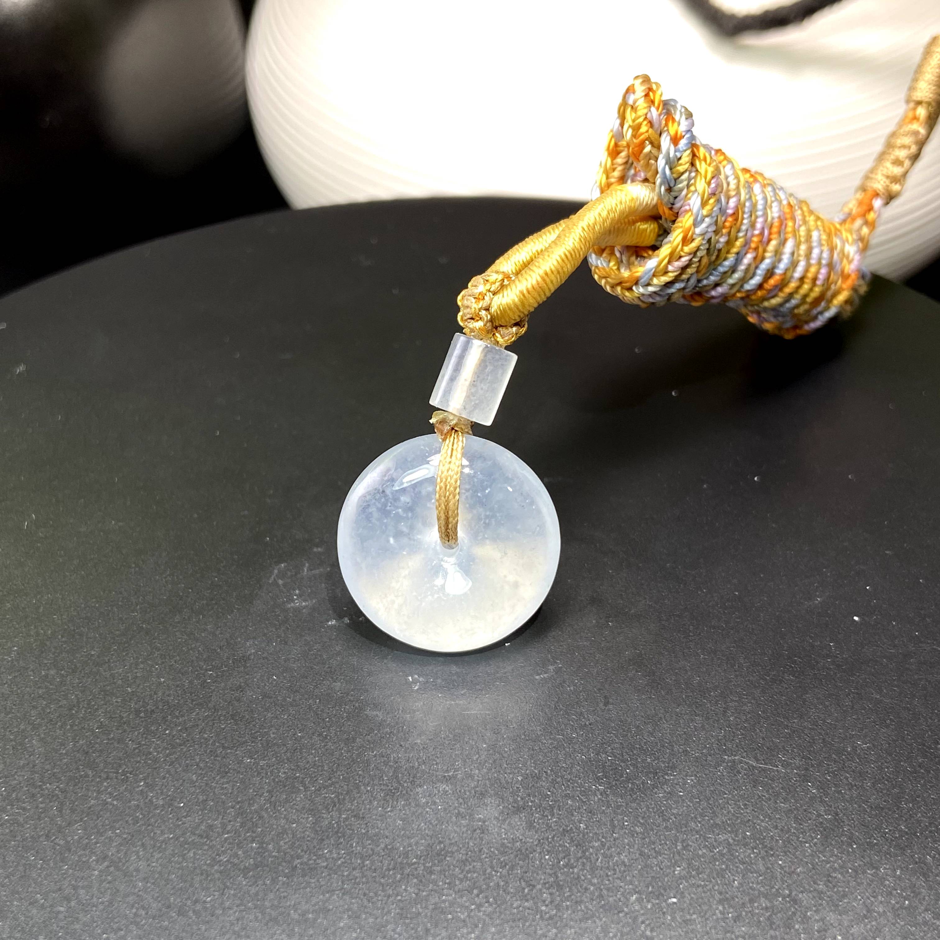 RX25天然缅甸A货翡翠白冰平安扣/084936/北京中保拍卖