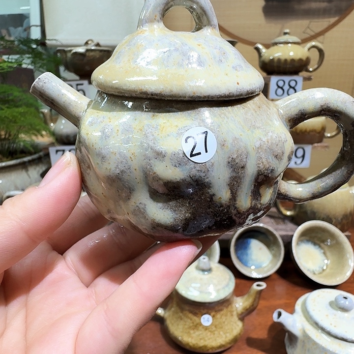 建水紫陶白泥柴烧壶