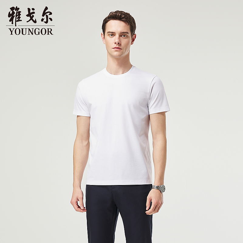 【凉感+抗菌】雅戈尔夏季新款男士圆领T恤简约亲肤纯色上衣513124
