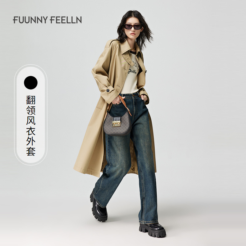 FF仿佛春秋季休闲风衣外套女中长款气质通勤薄款设计感
