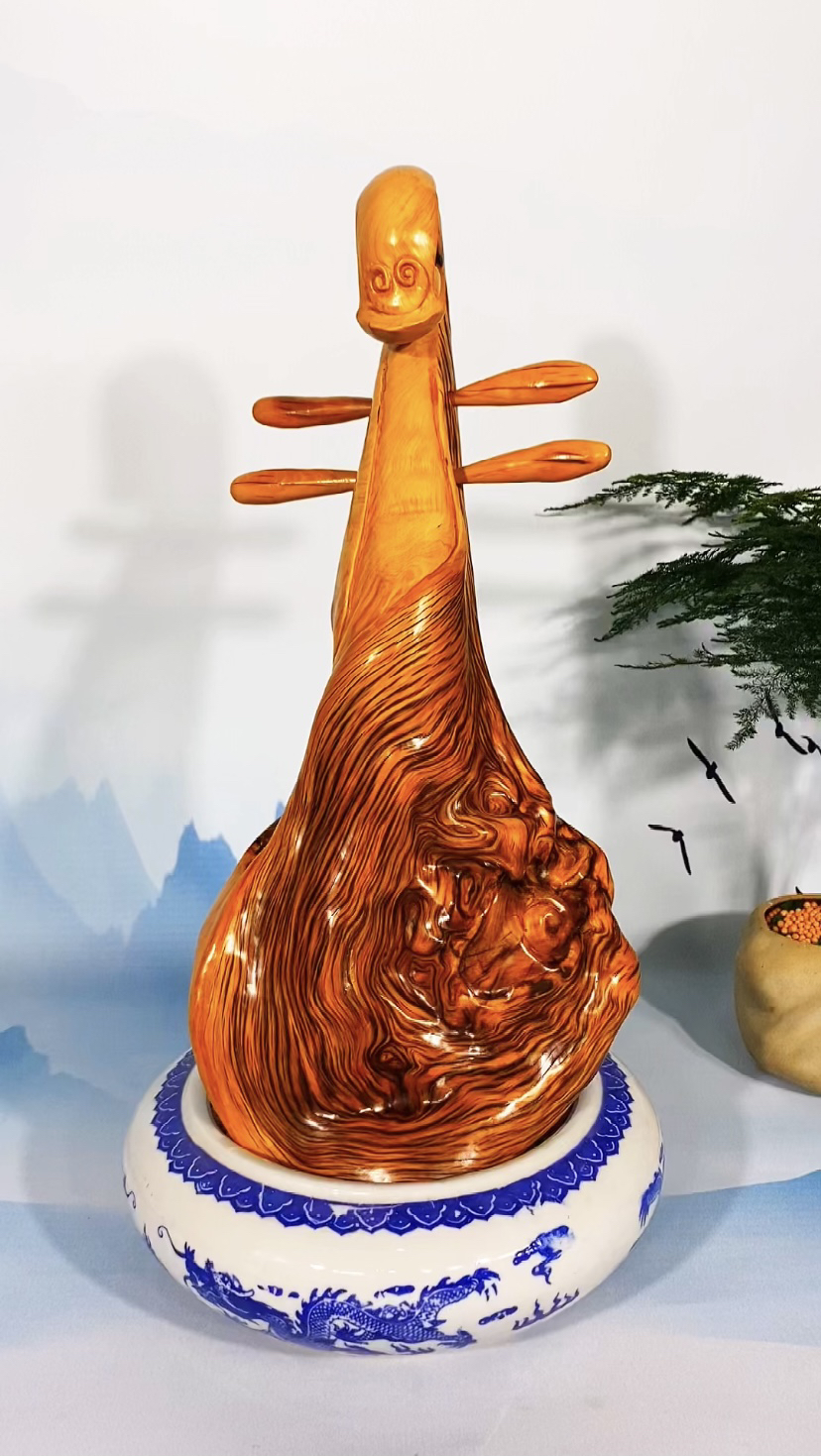 随型根雕琵琶摆件