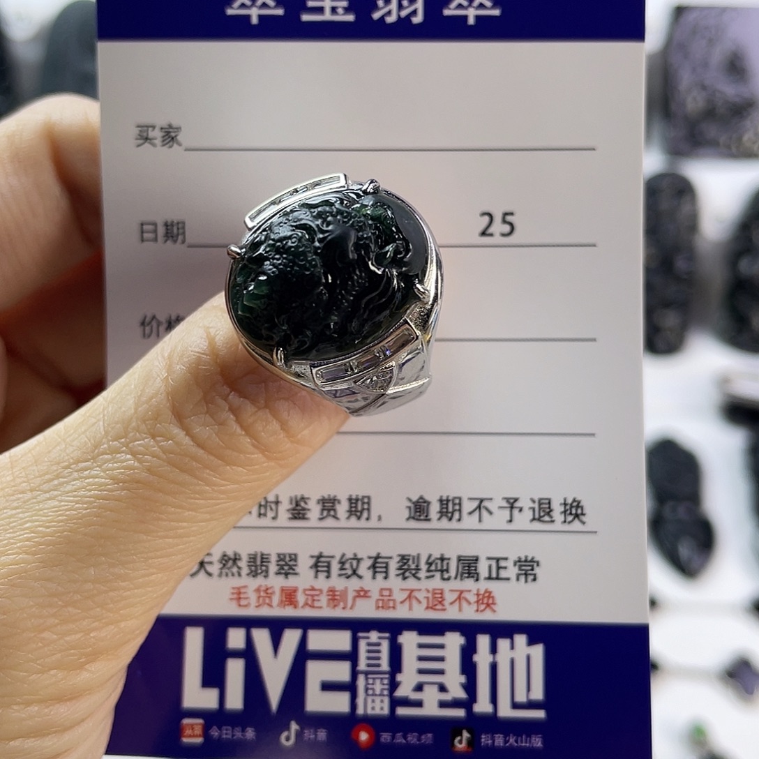 文***n翡翠未镶嵌颈饰貔貅戒指