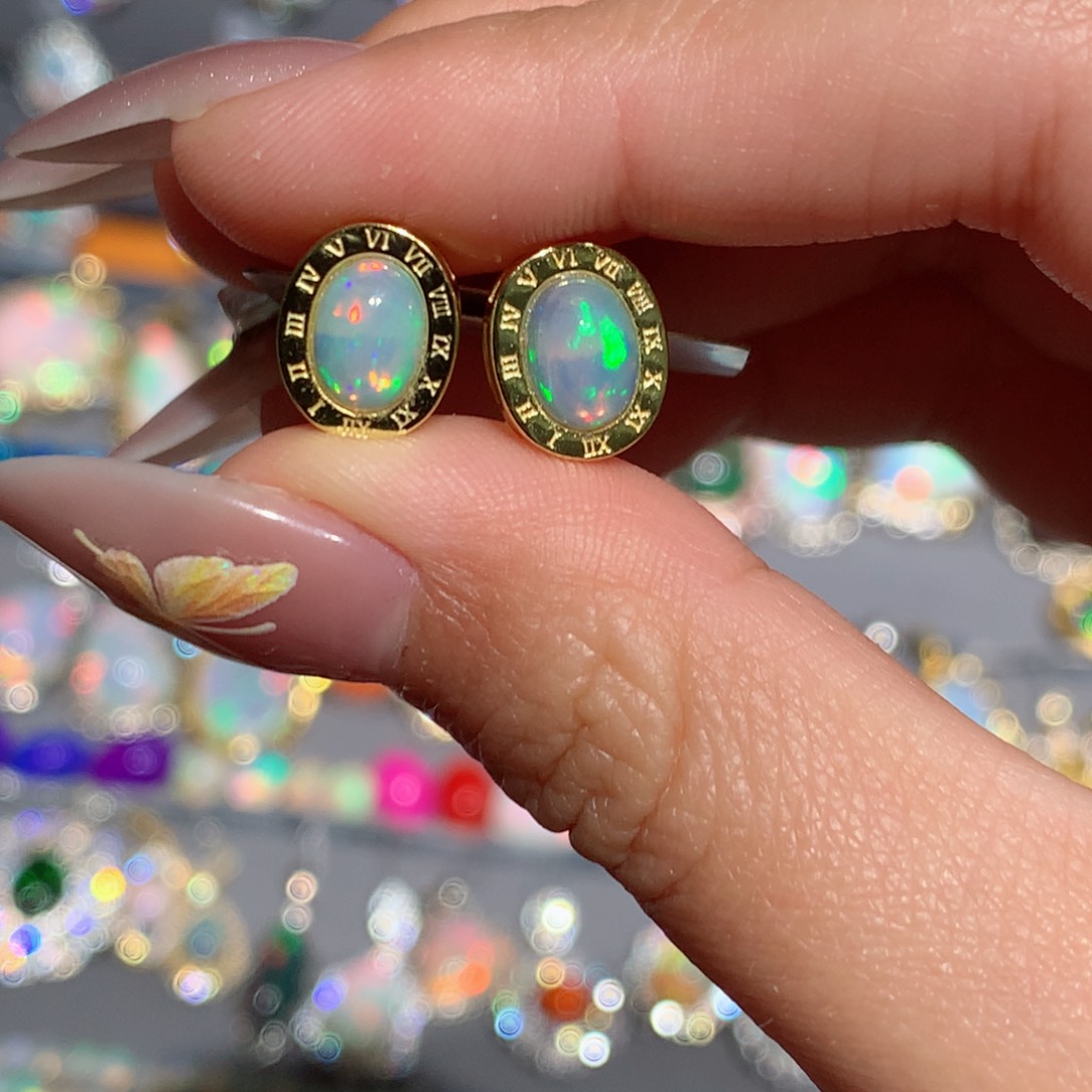 欧泊欧泊耳钉y银S925镶嵌