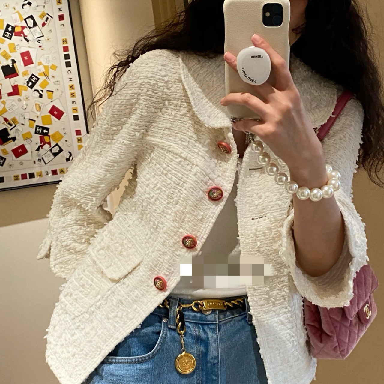 99新 Chanel/香奈儿 白色狮子扣外套 44码 00995