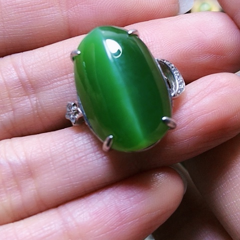 和田玉戒指银S925镶嵌