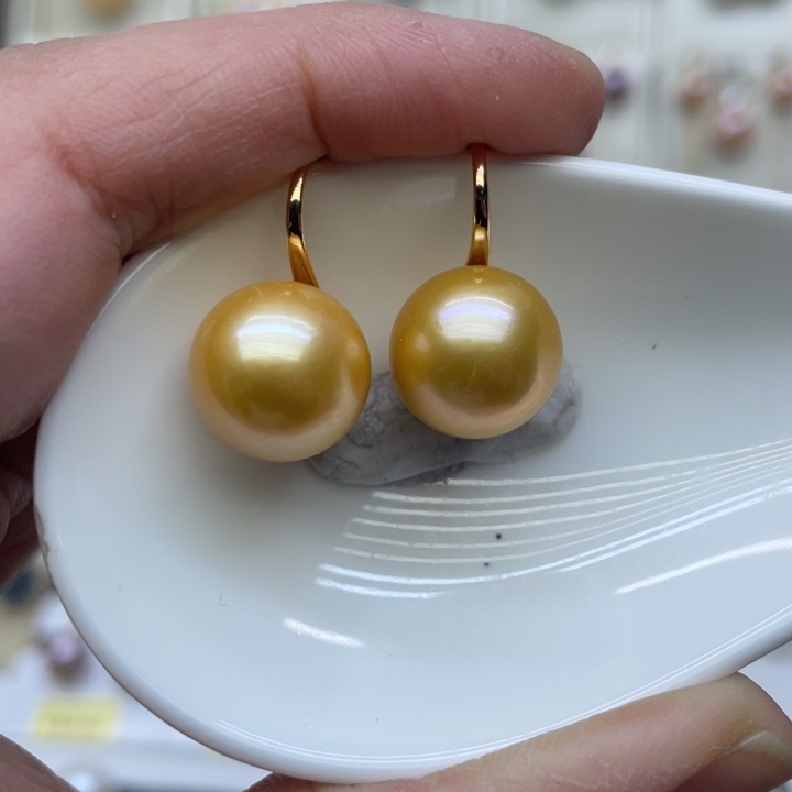 淡水珍珠耳饰银S925镶嵌太*底