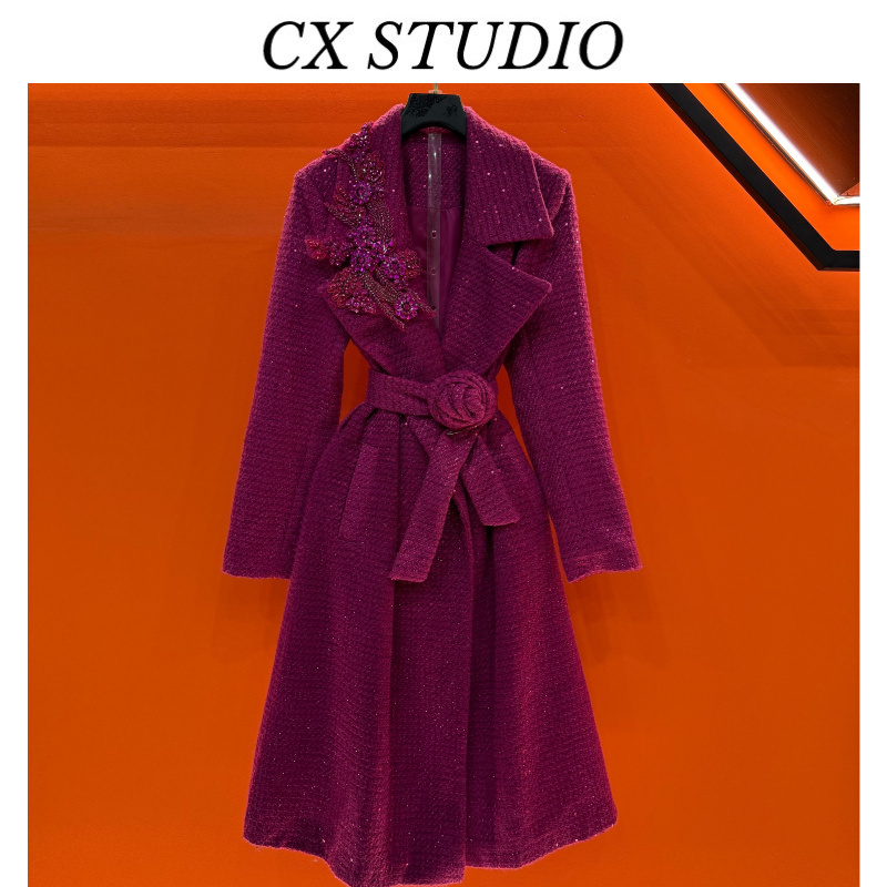 YC编码94 经典收腰轻奢时尚毛呢大衣（定制女装）CX238