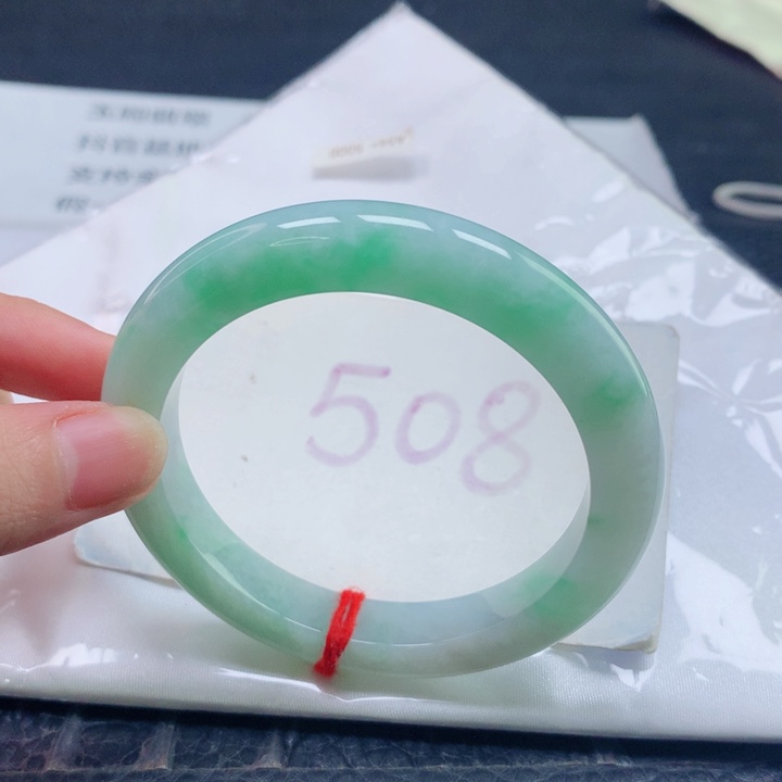 翡翠未镶嵌手镯圈口5455